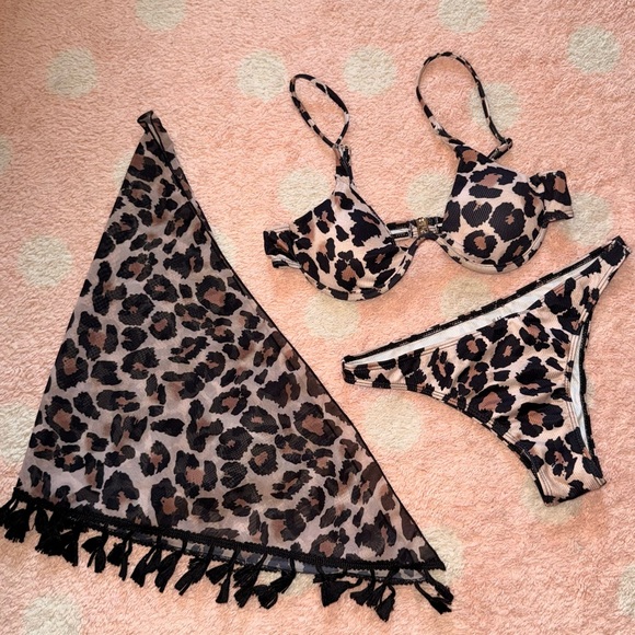 Other - Leopard Print Bikini Set with Sarong